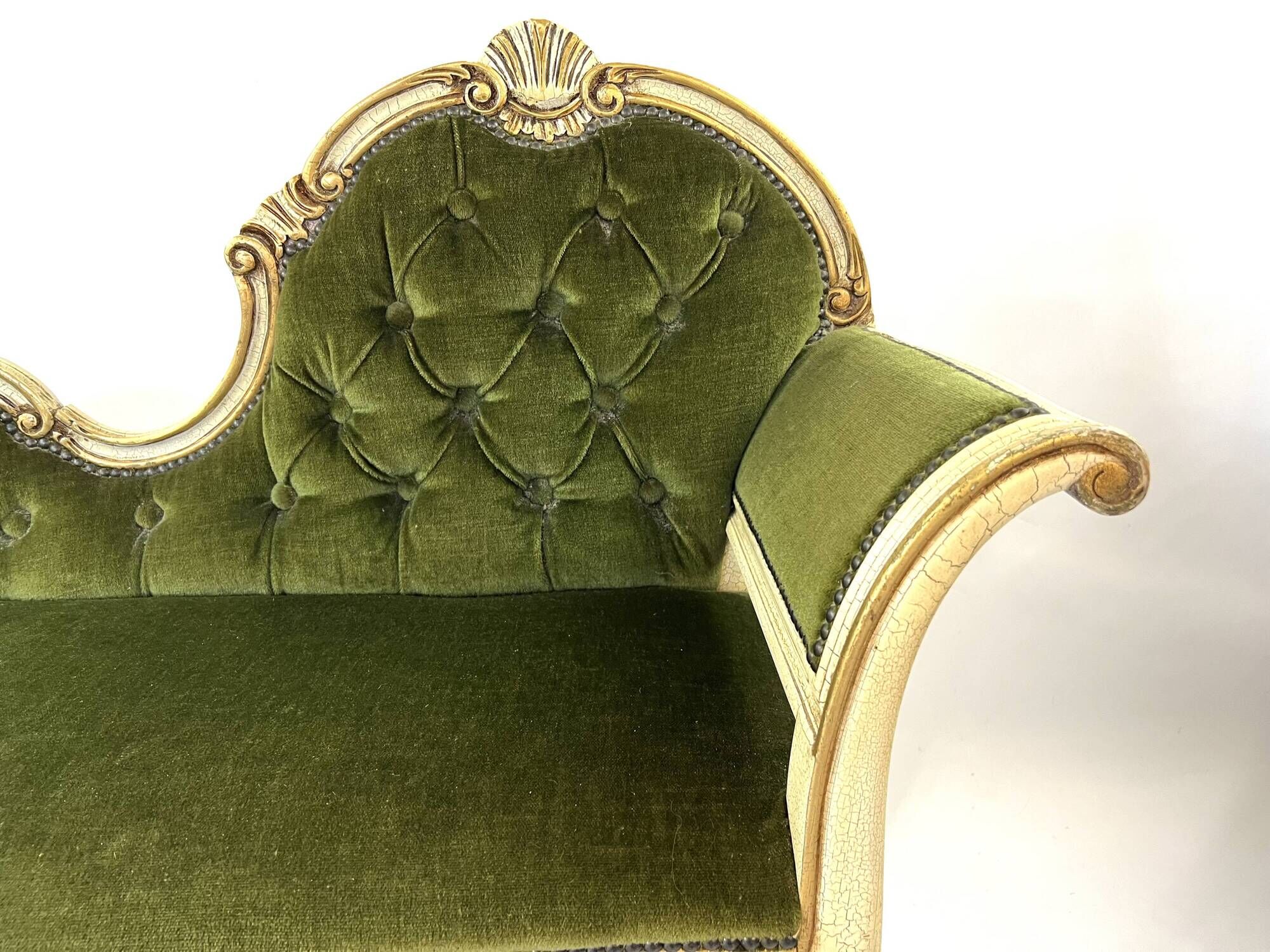 Venetian baroque armchair in green velvet – 1960s/70s