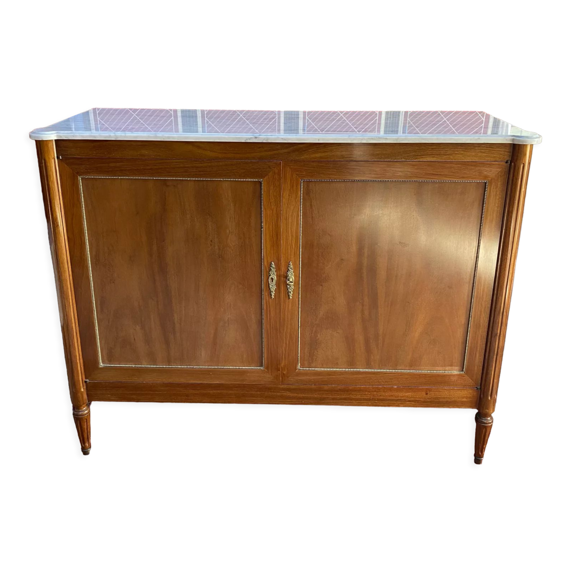 Solid wood buffet Louis XVI style with veined white marble