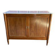 Solid wood buffet Louis XVI style with veined white marble
