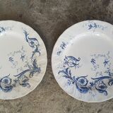 Set of 2 plates in Iron Earth Gien model Rinceaux