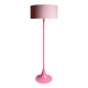 Tulip foot floor lamp in pink lacquered metal & cylindrical shade. 80's