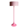 Tulip foot floor lamp in pink lacquered metal & cylindrical shade. 80's