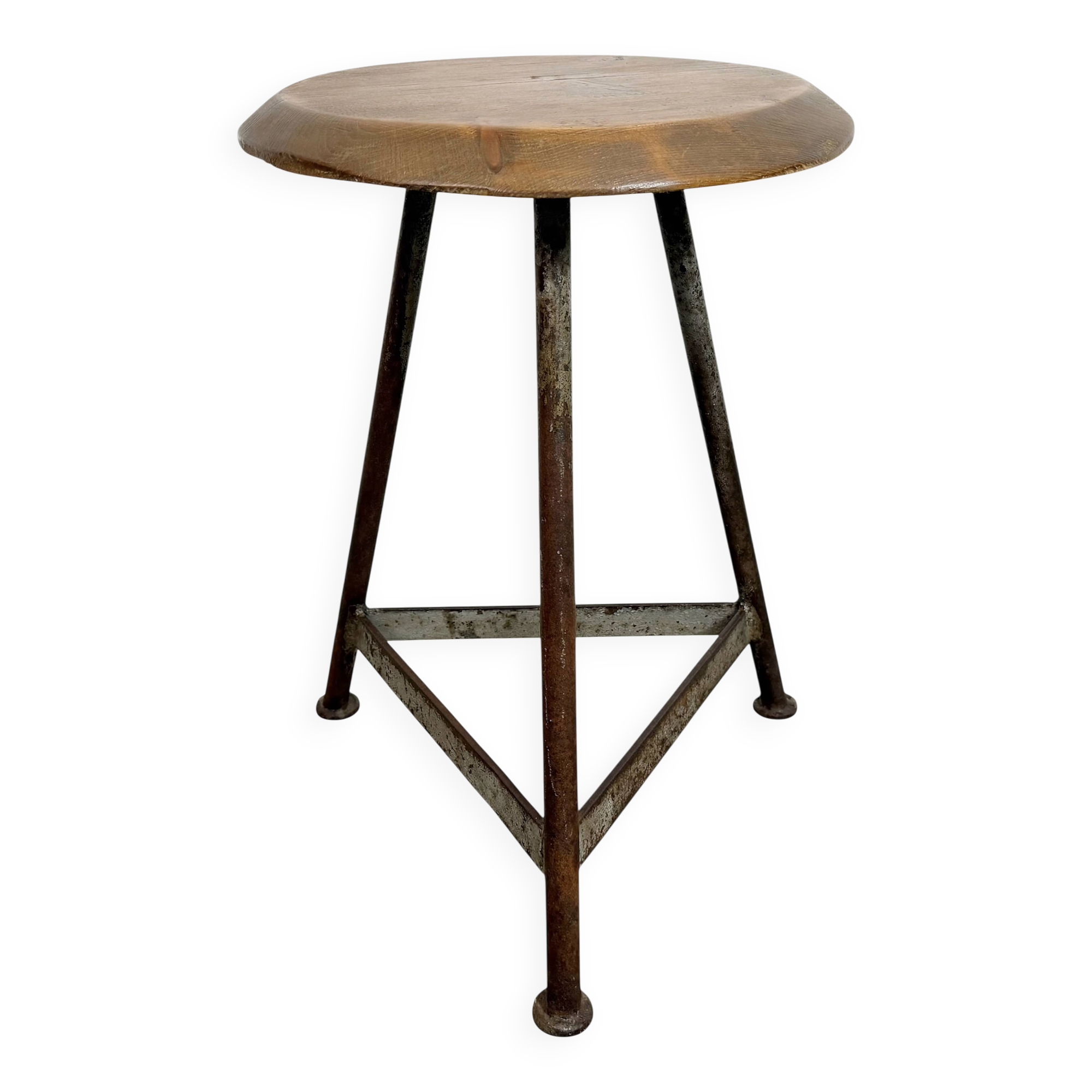 Tabouret d'atelier industriel gris, années 1960