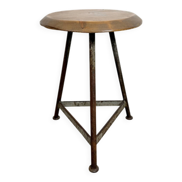 Tabouret d'atelier industriel gris, années 1960