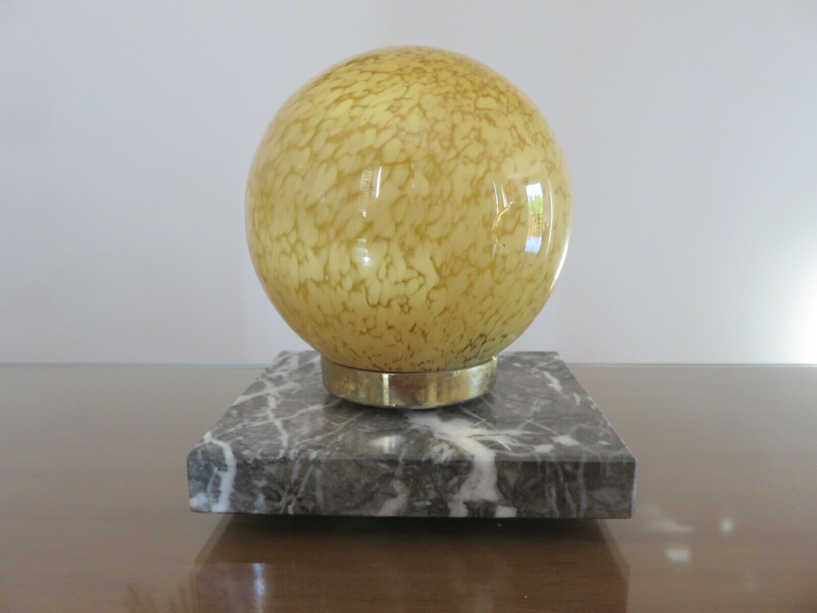 Glass lamp Clichy yellow and marble years 30/40