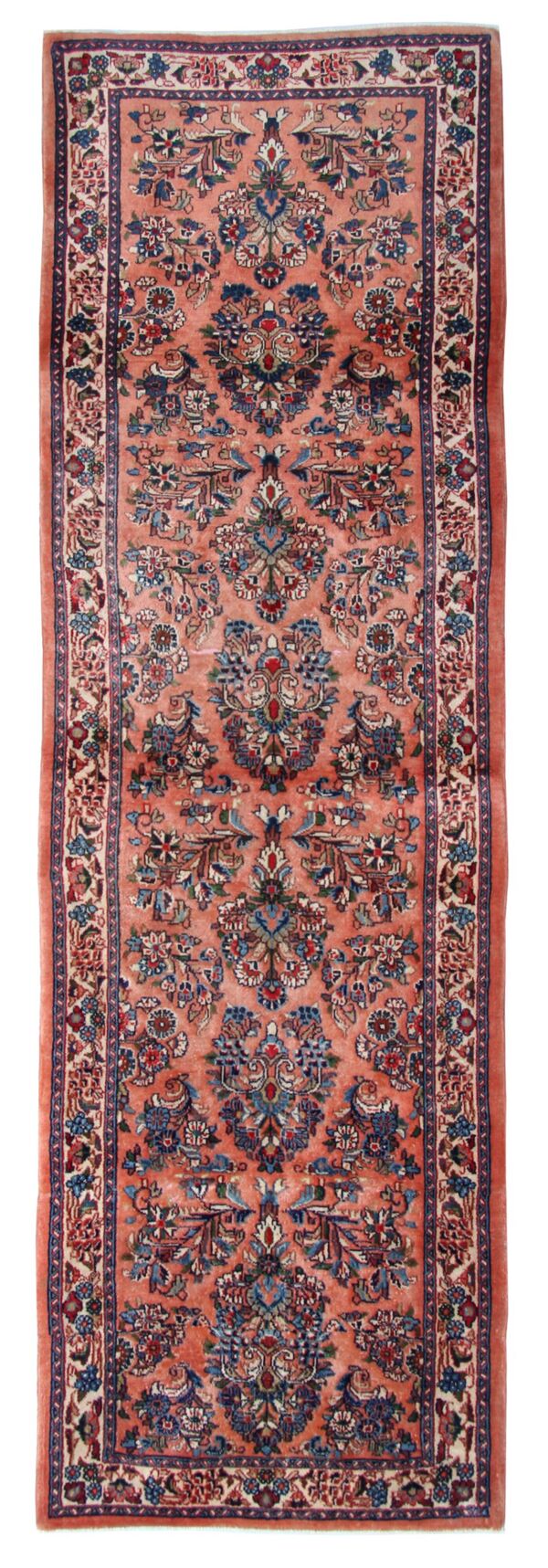 tapis traditionnel en laine rose Persian coureur tissé à la main tapis en laine orientale Runner 85x295cm