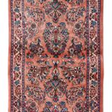 Traditional pink wool persian runner rug handwoven oriental wool carpet runner 85x295cm