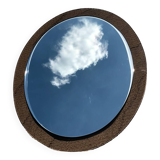 Miroir oval verre fume vintage 1970 marque lupi cristal color