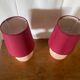 Pair of antique de schuytener opaline pink ball vintage bedside lamps