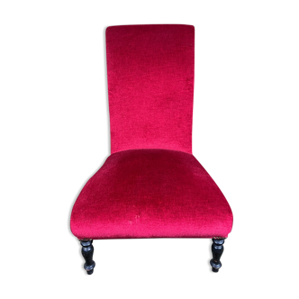 Chauffeuse époque Napoléon III velours rouge