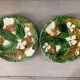 Set of 2 strawberry plates Majolica Barbotine
