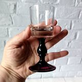 6 antique aperitif glasses, vintage plum-footed glass