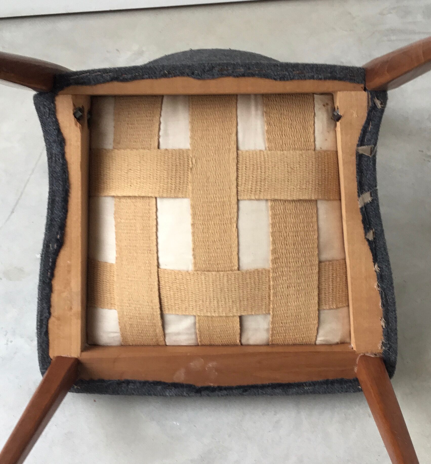 Scandinavian chair teak grey fabric 1960
