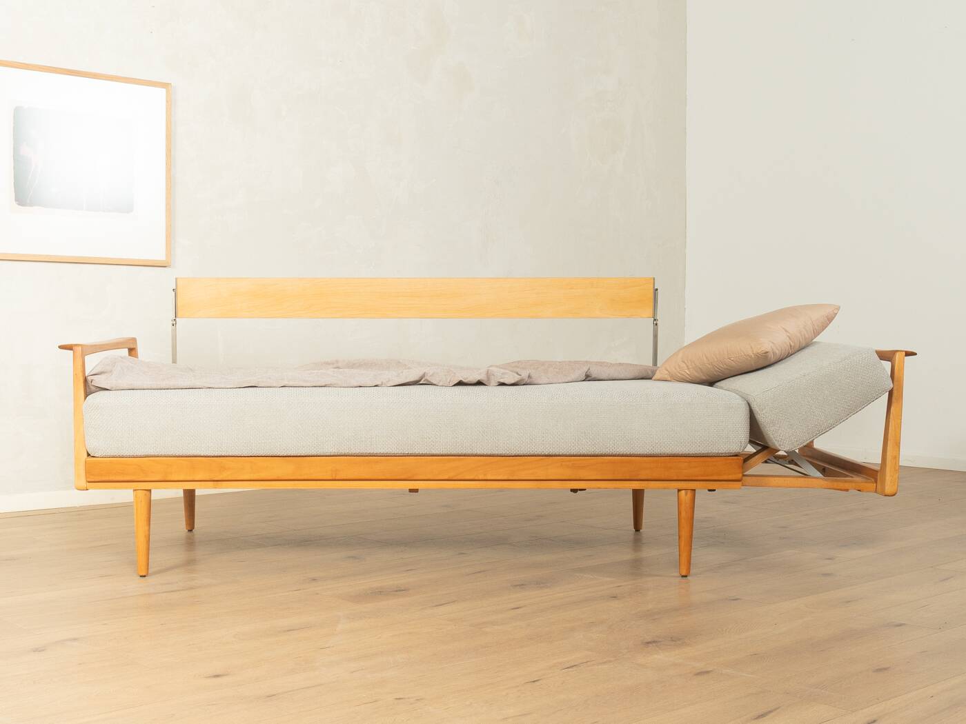 Wilhelm Knoll mid-century sofa, 1950s, cherry wood, reupholstered