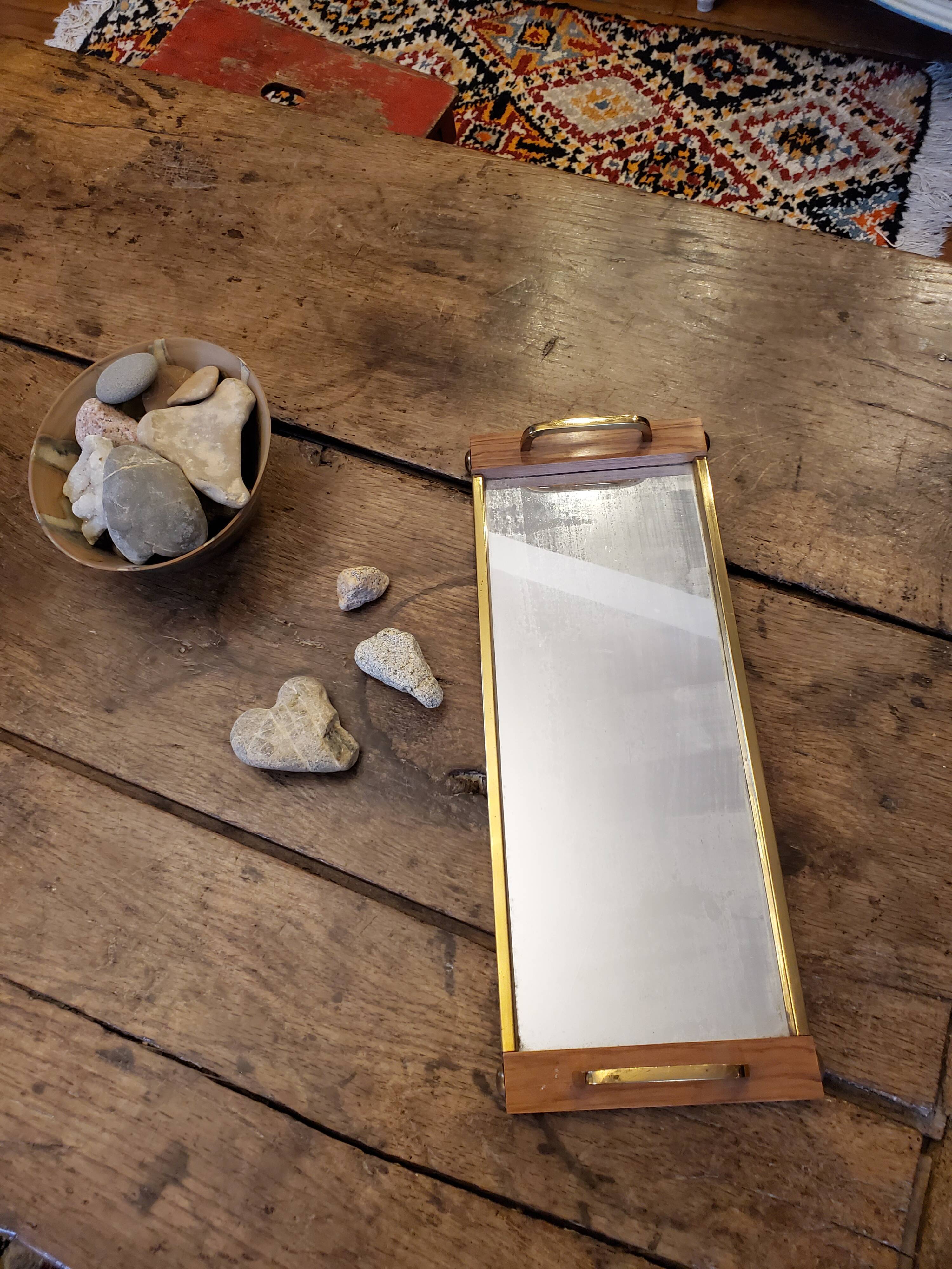 Mirror top 50's wood and brass