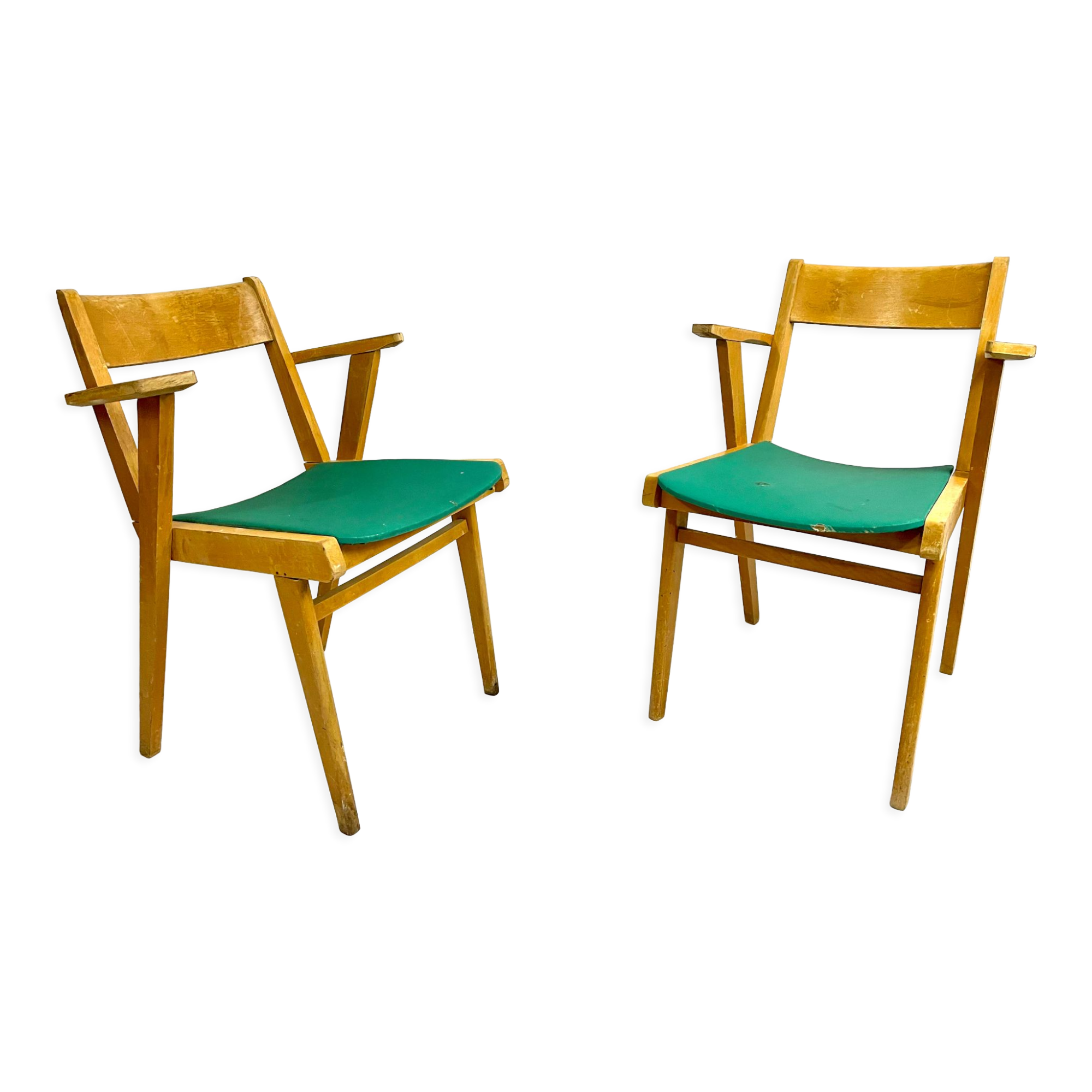 Pair of chair chair bridge design vintage 50