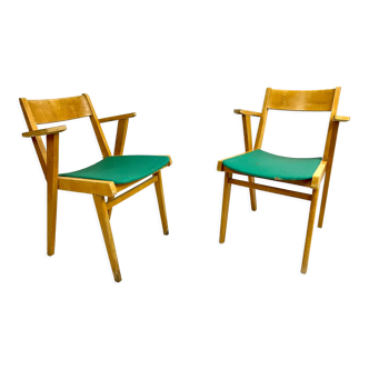 Pair of chair chair bridge design vintage 50