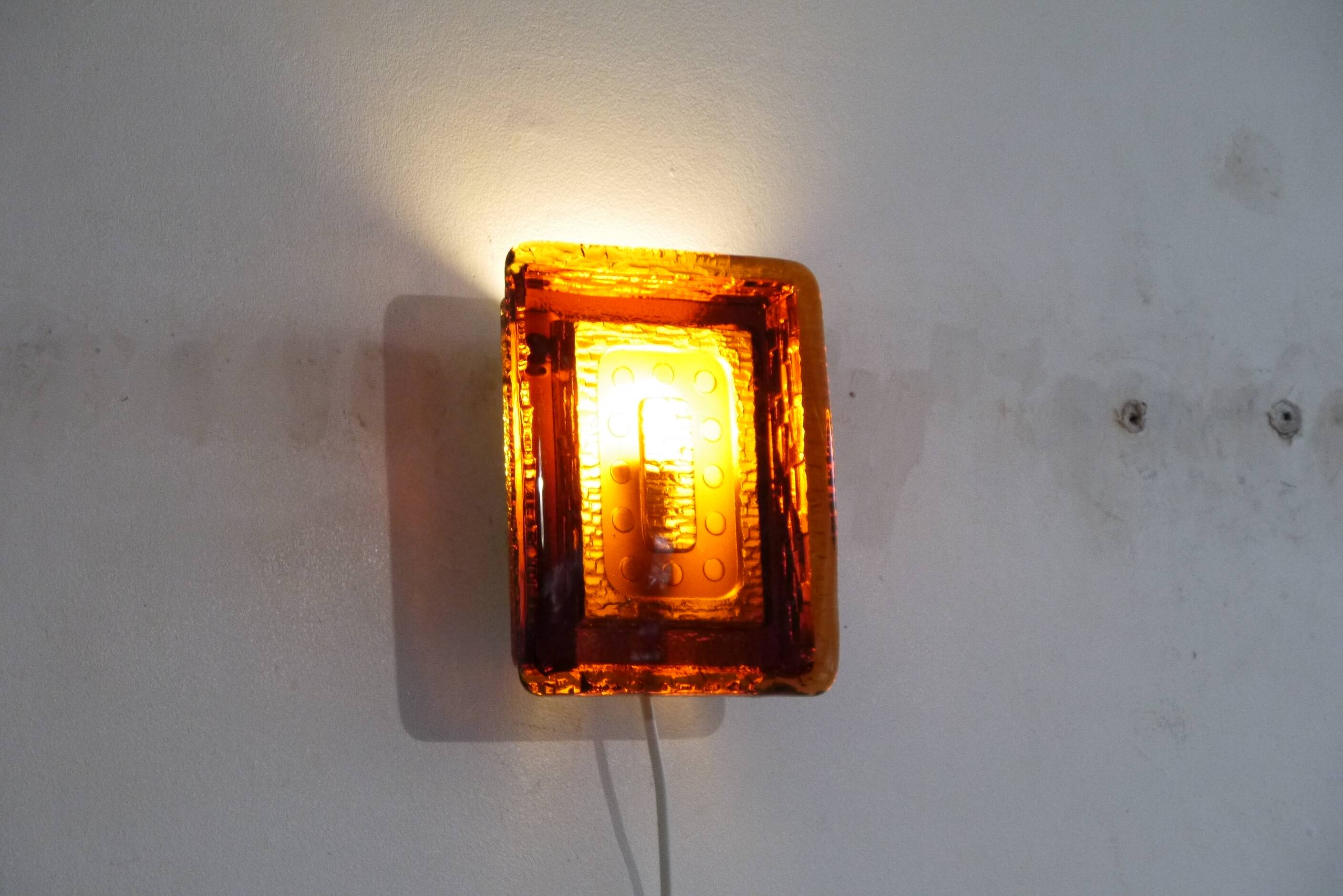 Swedish glass wall light 1970