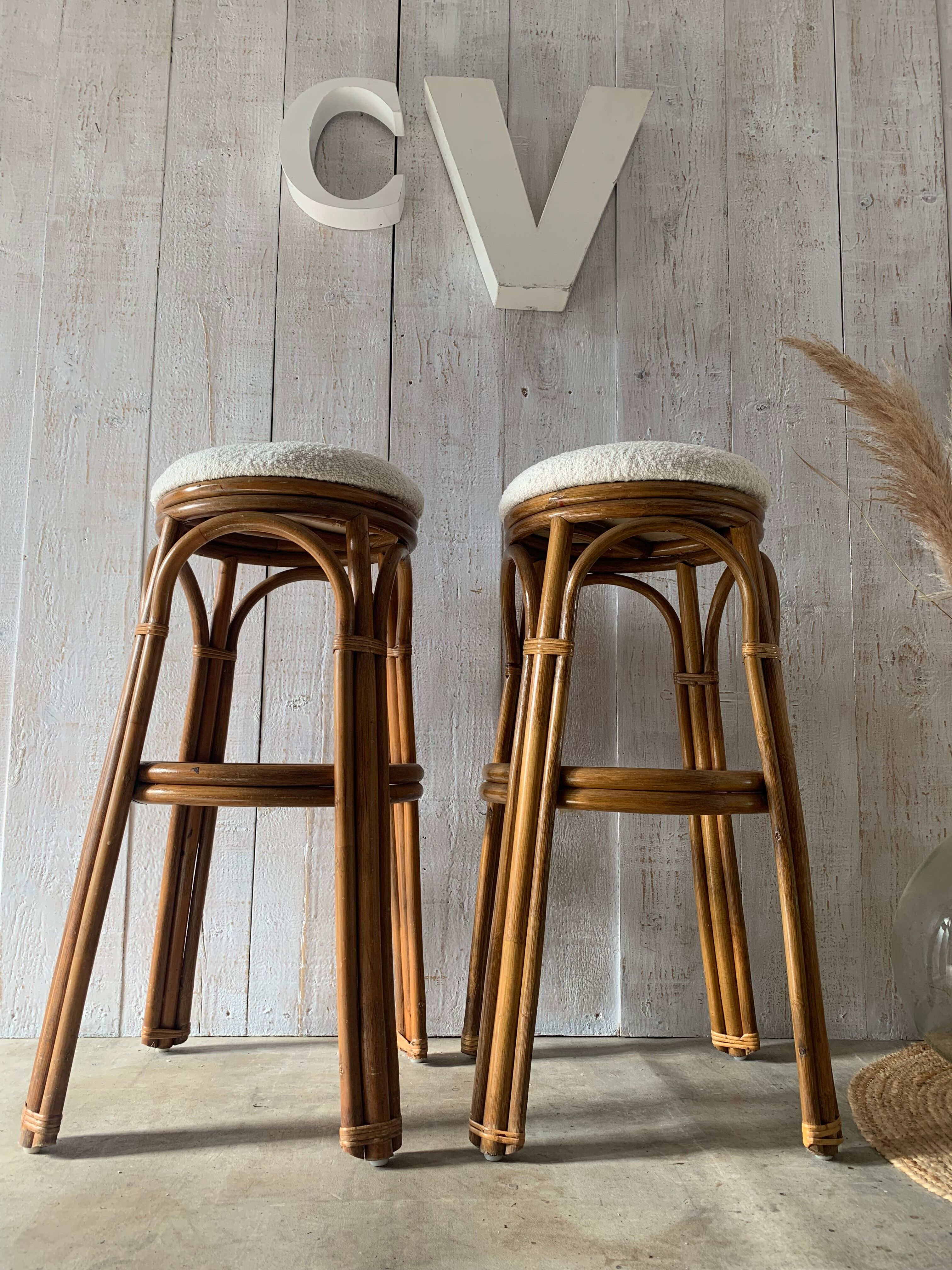 Pair of rattan stools