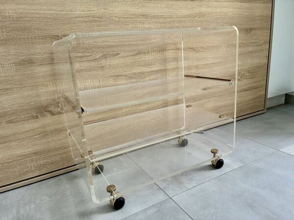 Meuble tele hi-fi en plexiglas transparent 1980 signé  David Lange