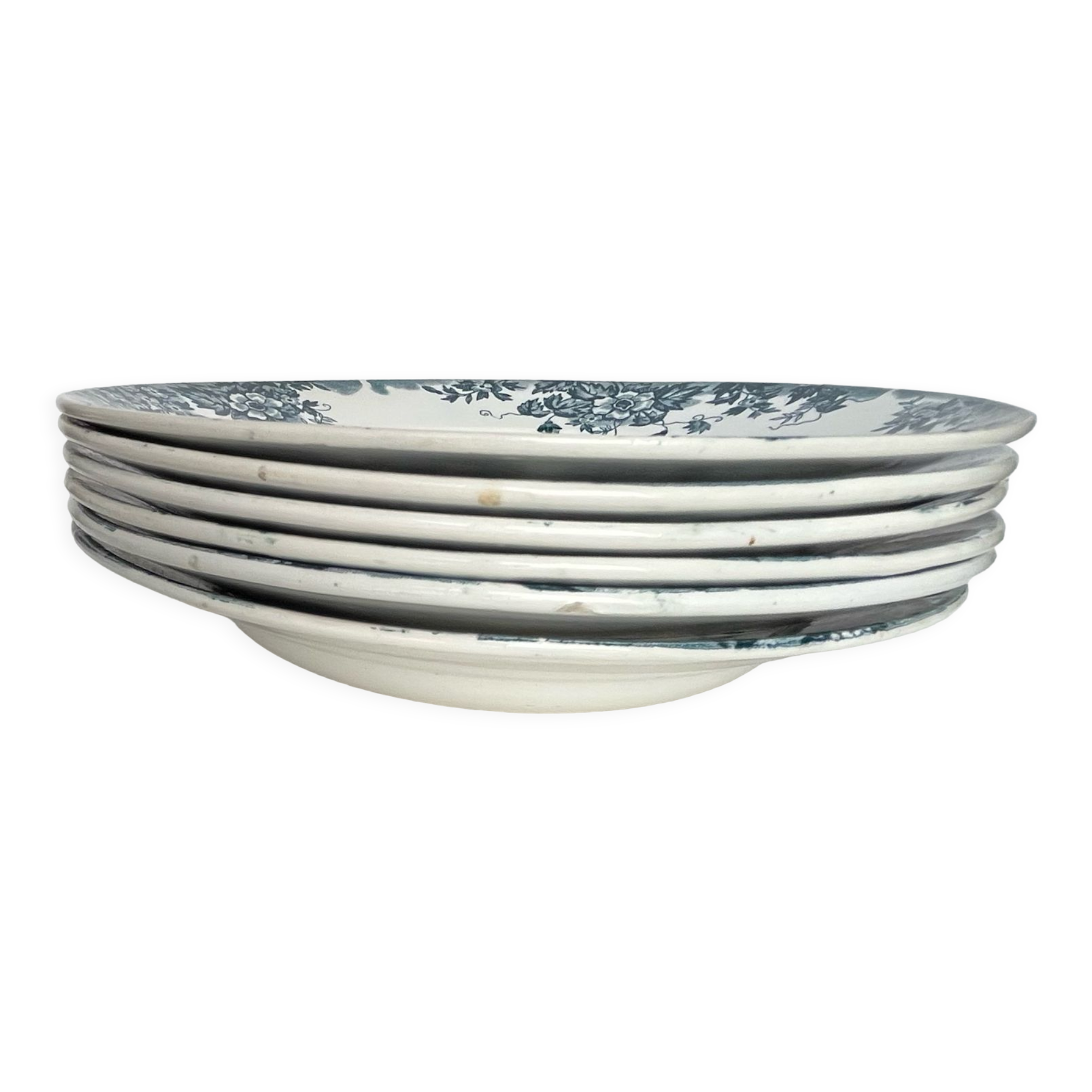 6 assiettes à dessert en terre de fer