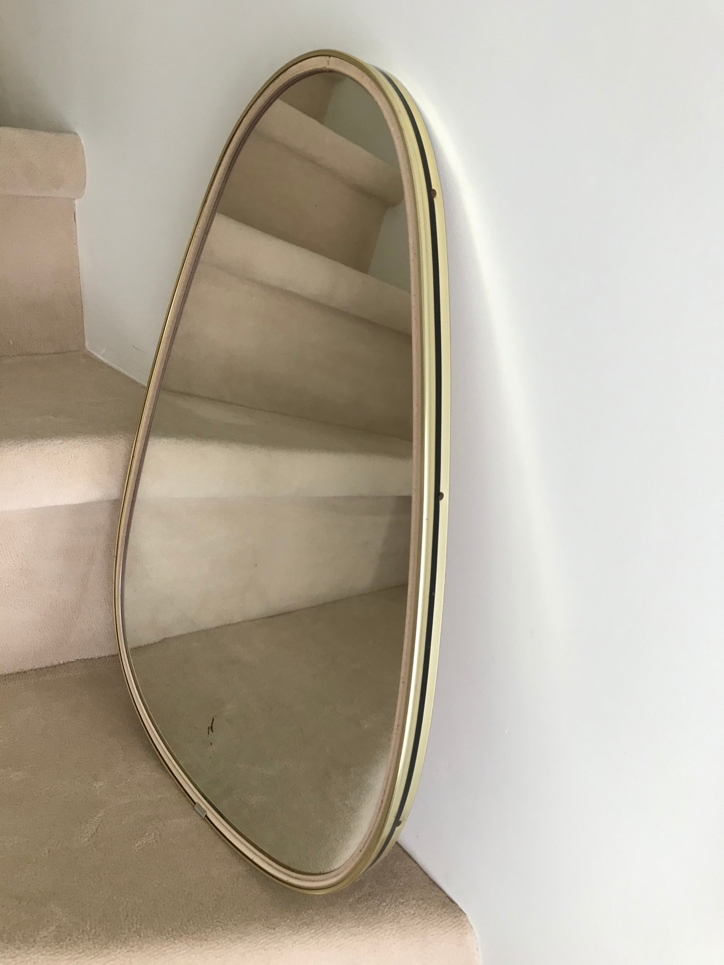 Free-form golden mirror 50s - 60s - 47x32cm