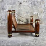 Wood and brass sofa frame, Italy, 1970s