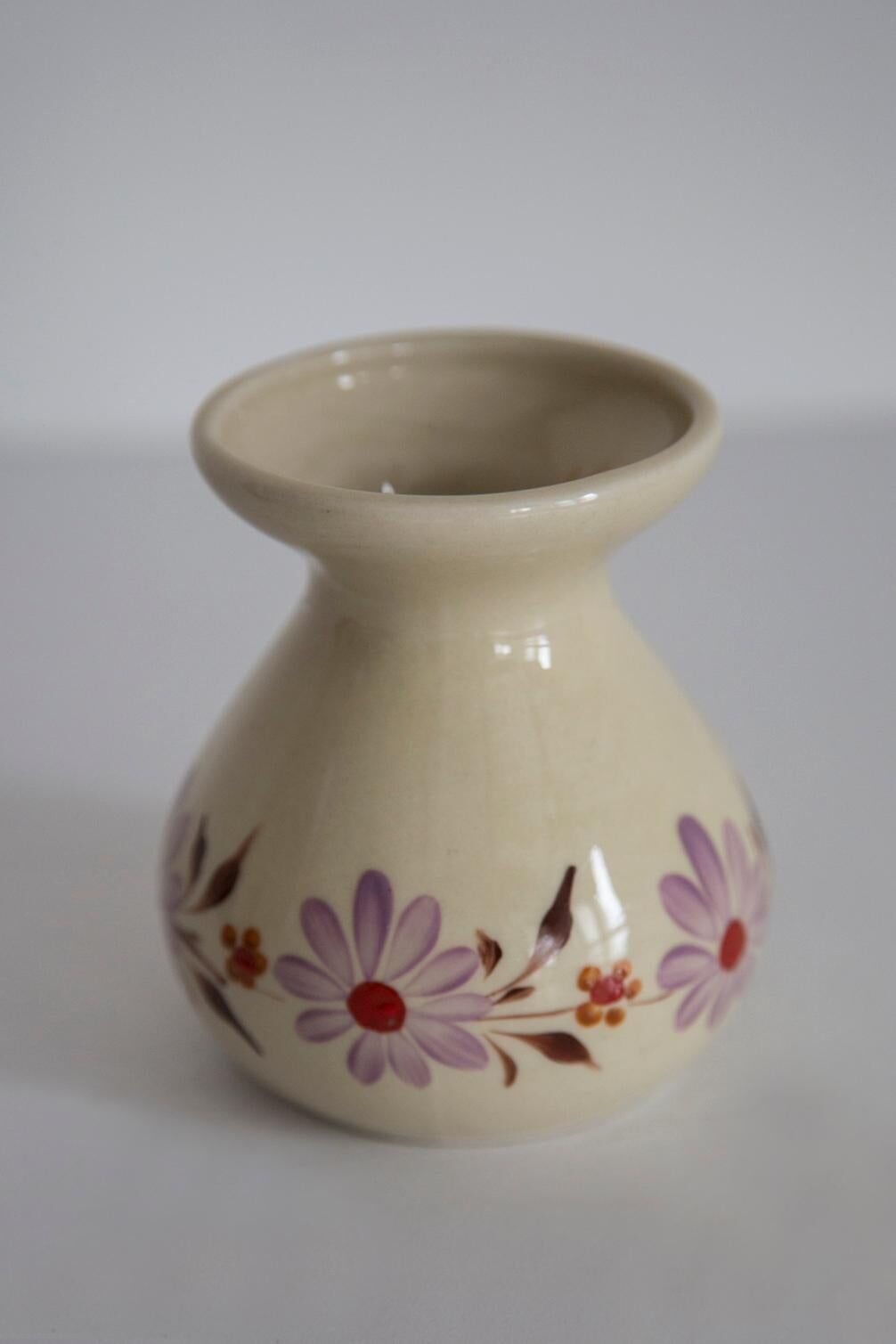 Vase en céramique beige Mid-Century des années 1960