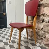 Chaise skaï rouge années 60