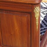 Lit ancien en acajou massif, ornements en bronze, 140/190 cm