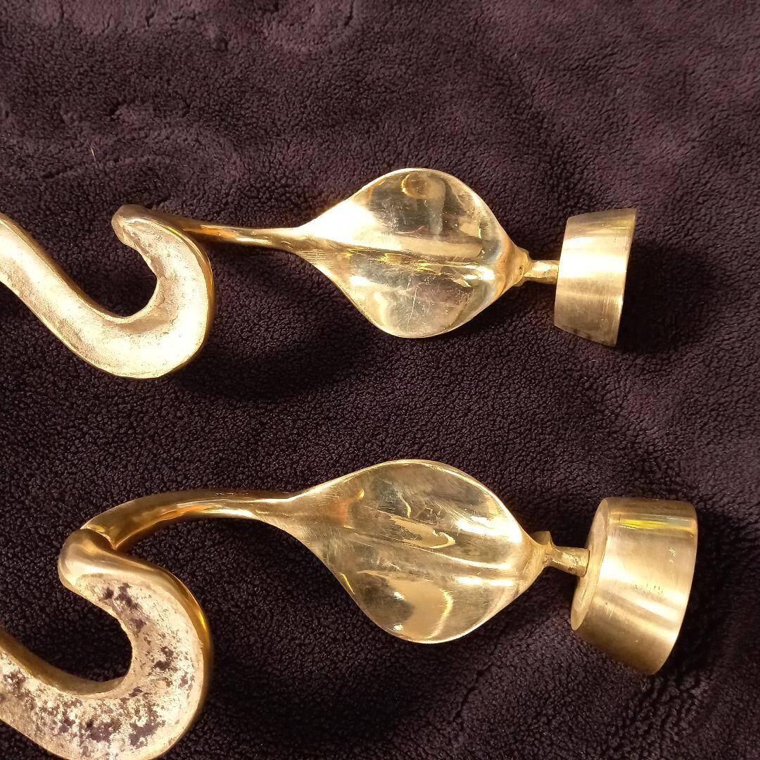 2 large bronze snake cobra wall lights mid century decor candle holder