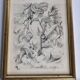 Engraving "Sirens" attributed to Suzanne Ballivet, framed under glass, 19 x 14 cm