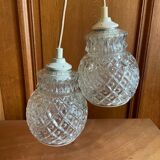 2 baladeuses suspensions en verre moulé vintage