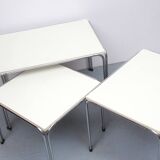 1970s nesting tables in white and chrome