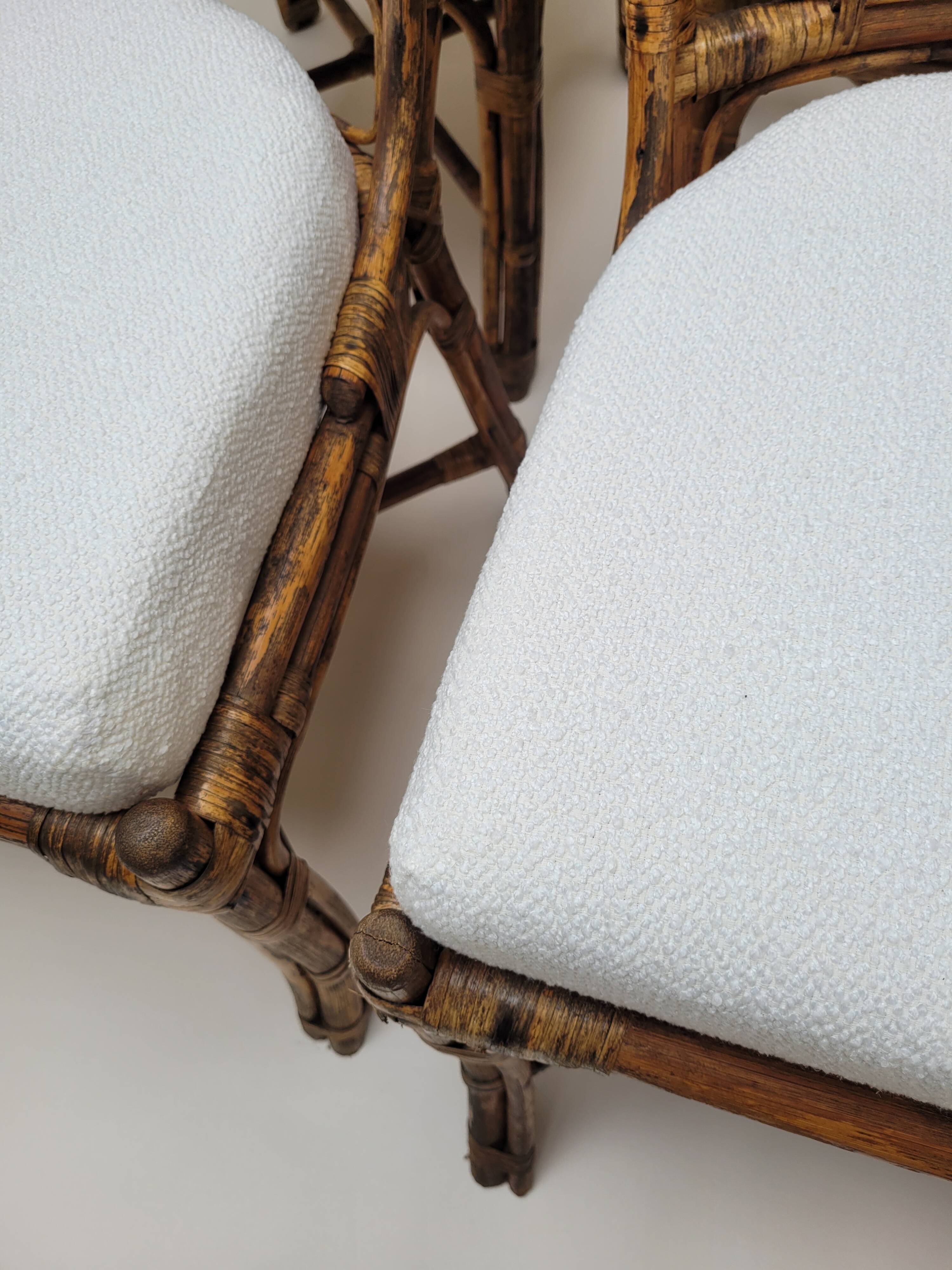 6 Vintage Emmanuelle Peacock Rattan Chairs