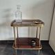 Dessert / Small side table with mahogany veneer and brass mid-century.