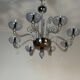 Venetian chandelier in two-tone grey/blue Murano glass with gilding, circa 1990.
