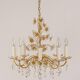 Large flower-shaped chandelier in gilded brass by Palwa, Germany, 1970s.