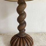 Antique lamp in twisted turned wood