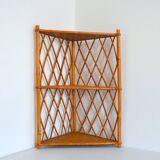 Rattan corner shelf to stand 1960 vintage