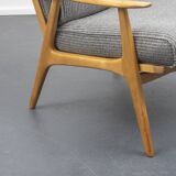 1950s armchair in restored cherry wood, two available
