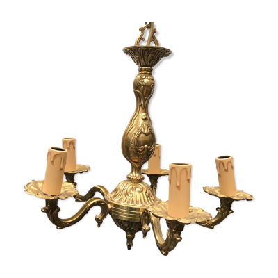 Ancien lustre bronze 5 bras