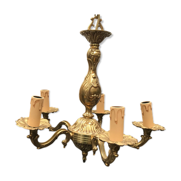 Old bronze chandelier 5 arms