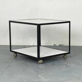 Mid-Century White Laminate and Black Steel Rolling End / Side Table by George Nelson for Herman Miller, 1950s