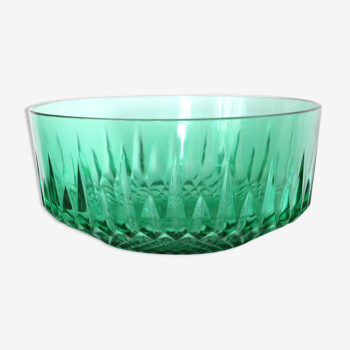 Saladier en verre vert Arcoroc, vintage des années 70