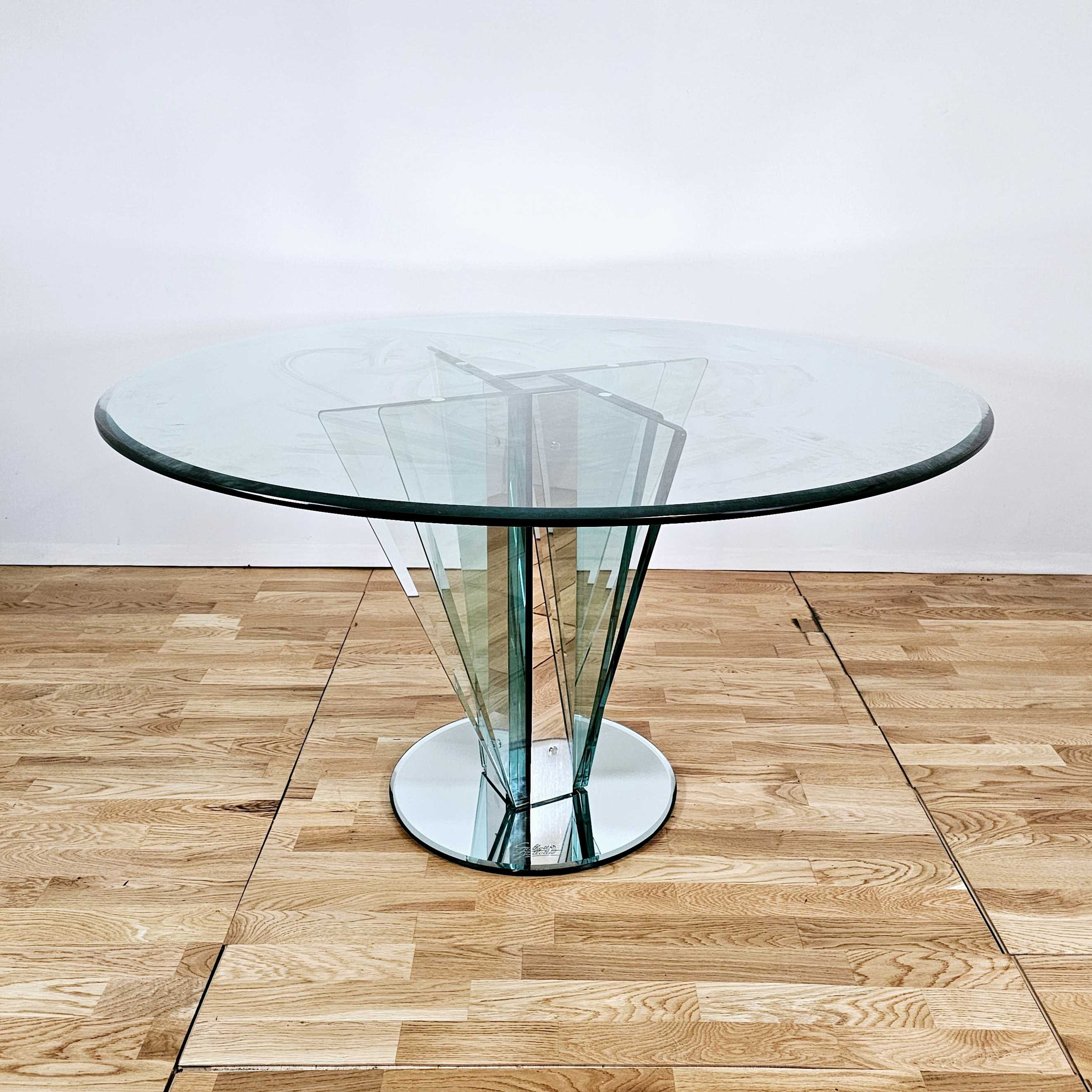 "Vaso" table in beveled glass, mirror and chrome, Gallotti & Radice, circa 1980