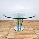 "Vaso" table in beveled glass, mirror and chrome, Gallotti & Radice, circa 1980