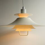 Large white mid-century modern pendant lamp - Frandsen Denmark - 1970s