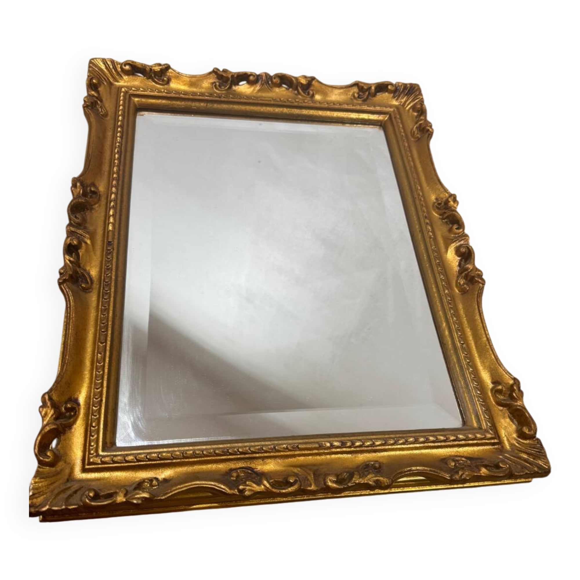 Beveled gold mirror