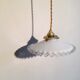 Pair of white opaline hanging with transparent serrated edges